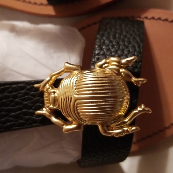 New Annabel Ingall Leather Flat Sandals Beetle Bugs Gold Tone Hardware Australia - Picture 2 of 6